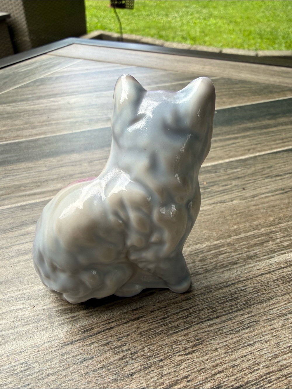 HTF Mosser Purple & Gray Fluffy Glass Cat - Picture 2 of 6